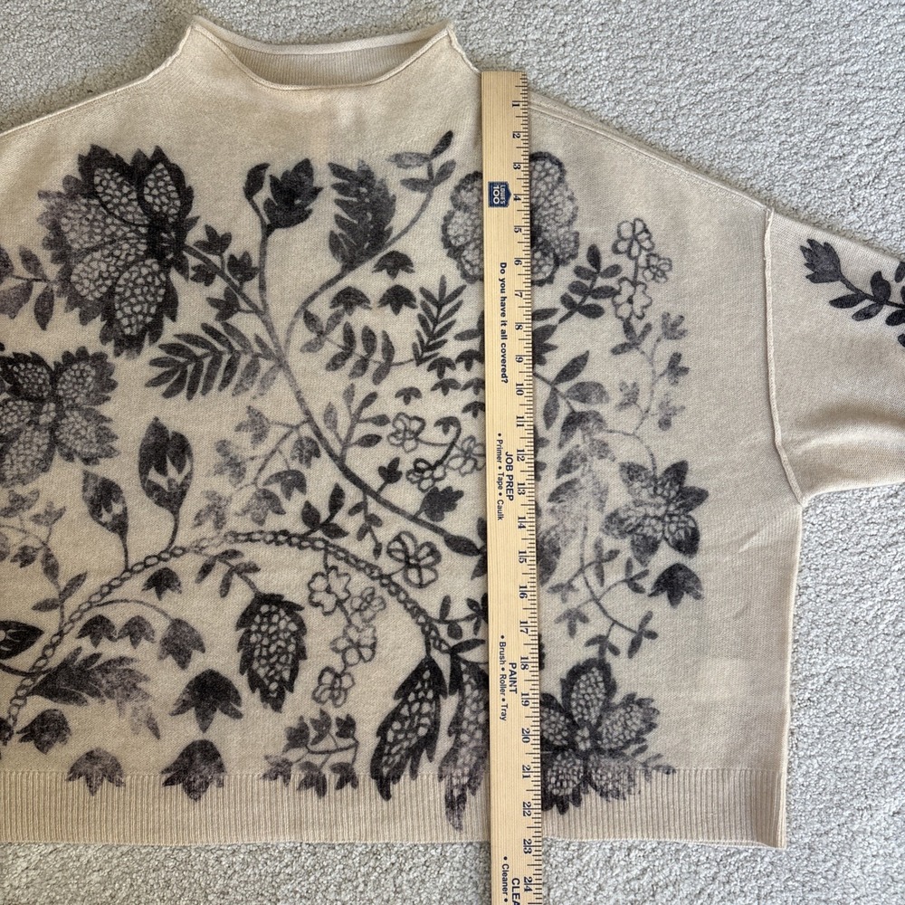 Anthropologie The Alani Cashmere‎ Pilcro Mock-neck Sweater Beige Floral Large - Picture 12 of 16